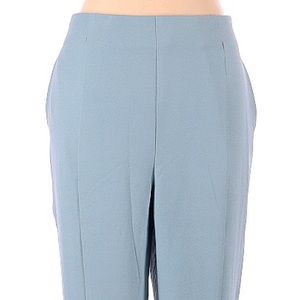 LITTLE MISTRESS Blue straight leg trousers, back zip, faux button ankles, Size 8